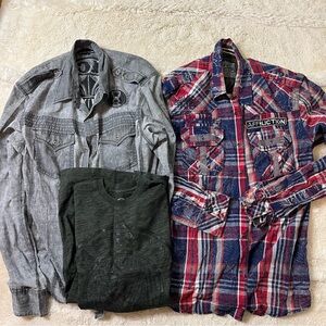 Mens large affliction shirt bundle of 3